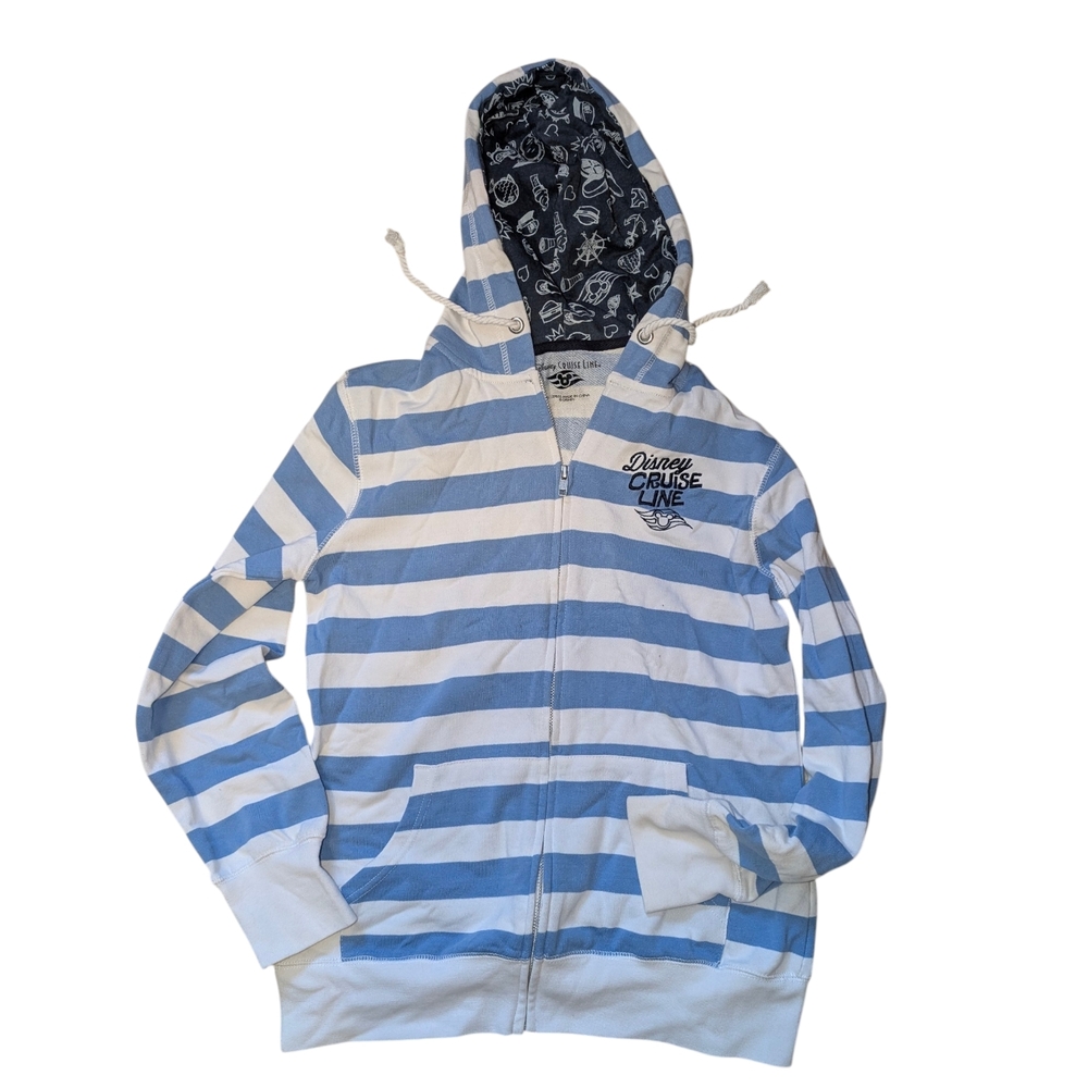 Disney Cruise Line Blue and White Striped Hoodie